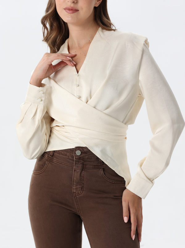 Wrap style silk blouse
