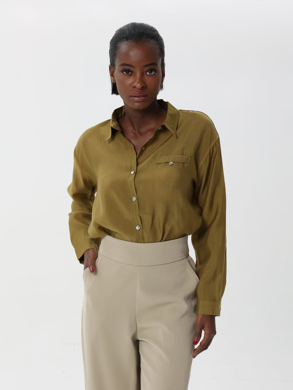 Chiffon formal shirt with button front | Shirt | W DE MODA