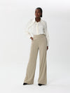Button-down dress shirt with large V neck