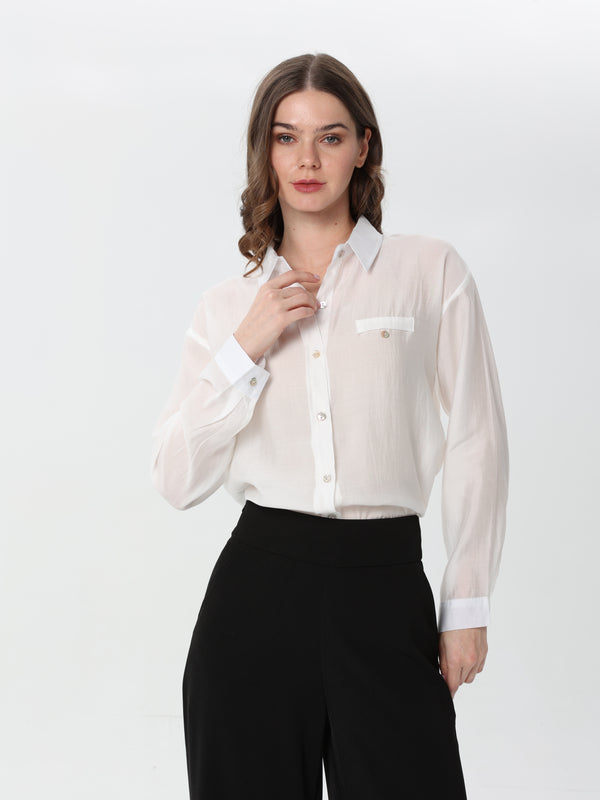 Chiffon formal shirt with button front