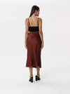 Side-pleated silk skirt with thigh slit