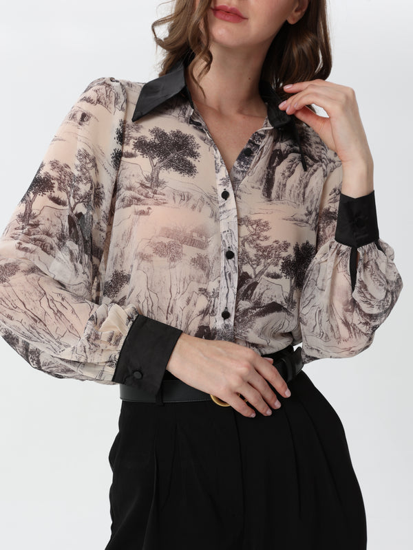 Floral chiffon shirt