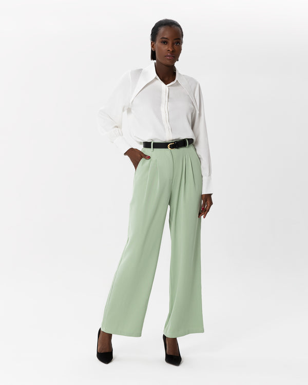Formal trousers with belt and pleats | trousers | W DE MODA