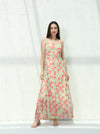 Green summer cloche dress with floral print