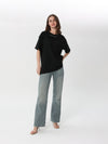 Oversized T-shirt with embroidered collar | T-shirt | W DE MODA