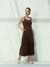 Brown sleeveless dress with hidden pockets