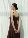 Brown sleeveless dress with hidden pockets