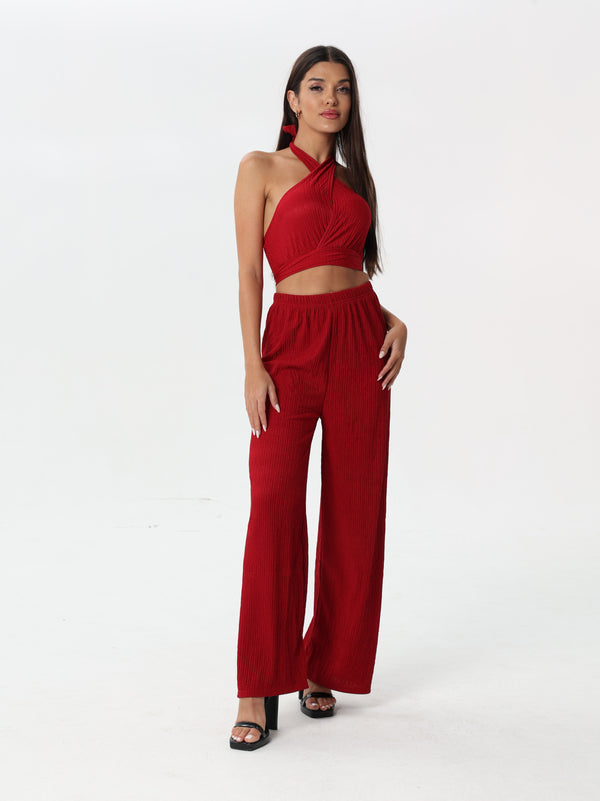 Crossed-neck top set