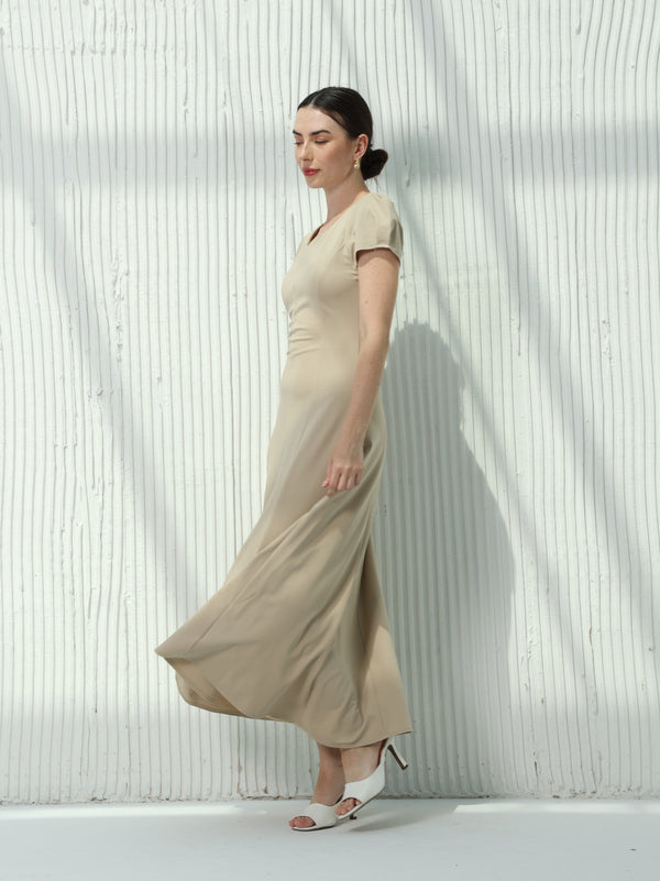 Half Sleeve Dress with a-cloche design in one color