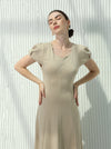 Half Sleeve Dress with a-cloche design in one color