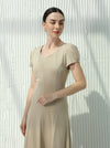 Half Sleeve Dress with a-cloche design in one color
