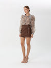 Leather short skirt with side tie | skirt | W DE MODA