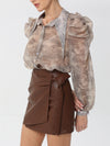Leather short skirt with side tie | skirt | W DE MODA