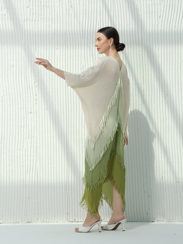 Green gradient loose dress