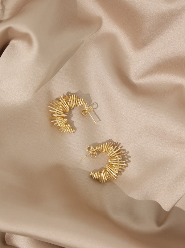 Textured hexagonal stud earrings