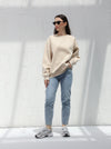 A winter free size T-shirt with embroidered writing in Beige