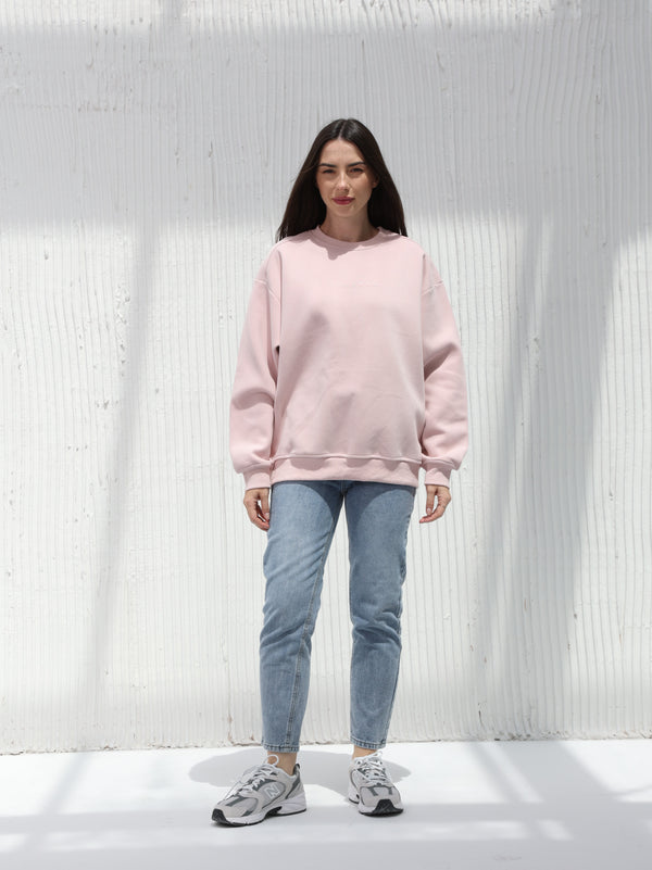 A free size winter T-shirt with embroidered writing in Pink | W DE MODA