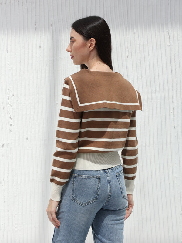 Brown striped T-shirt