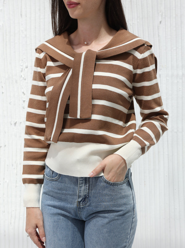 Brown striped T-shirt