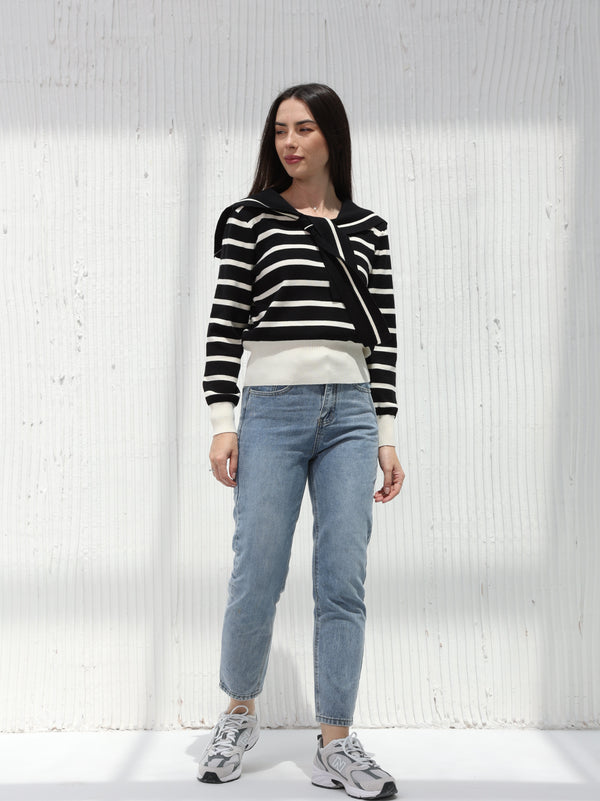 Black striped T-shirt | W DE MODA