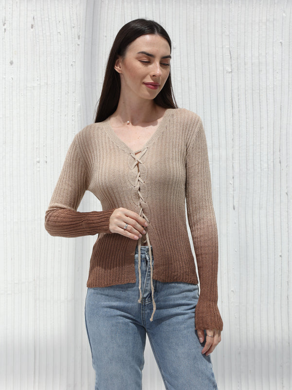 Ombre winter blouse, Brown color