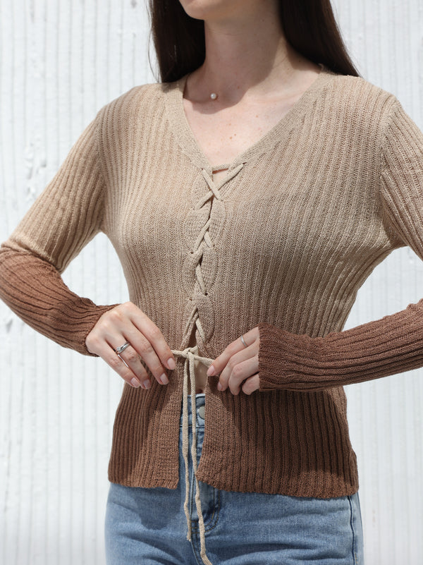 Ombre winter blouse, Brown color