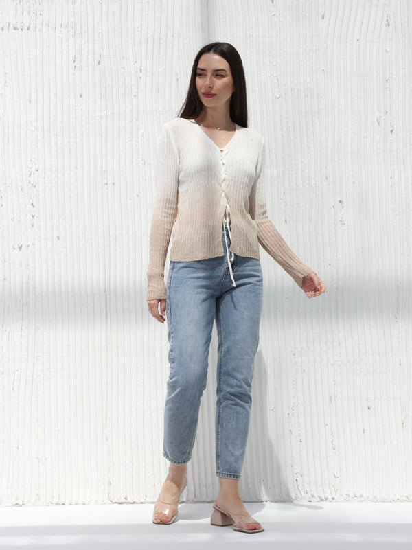 Ombre winter blouse, Beige color | W DE MODA