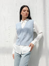 Ribbon Winter Vest Blue color