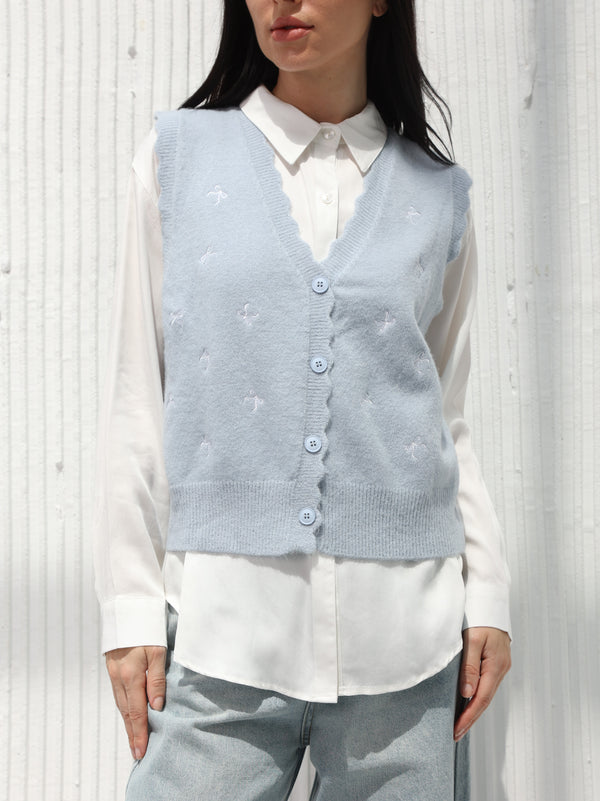 Ribbon Winter Vest Blue color