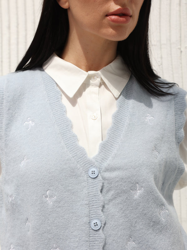 Ribbon Winter Vest Blue color