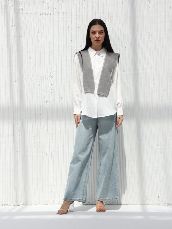 Sweater vest - spotted - Grey color