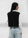 Sweater vest - knitted - Black color