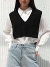 Sweater vest - knitted - Black color