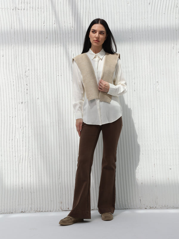 Sweater vest - spotted - Kaki color