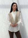 Sweater vest - spotted - Kaki color
