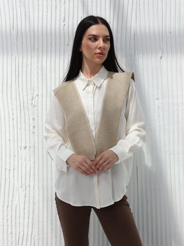 Sweater vest - spotted - Kaki color