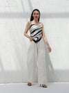 Top with scarf design white and black color | W DE MODA