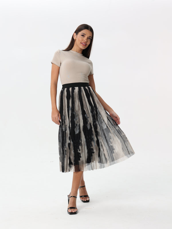 Multi-colored tulle pleated skirt