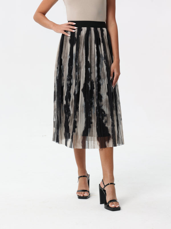 Multi-colored tulle pleated skirt