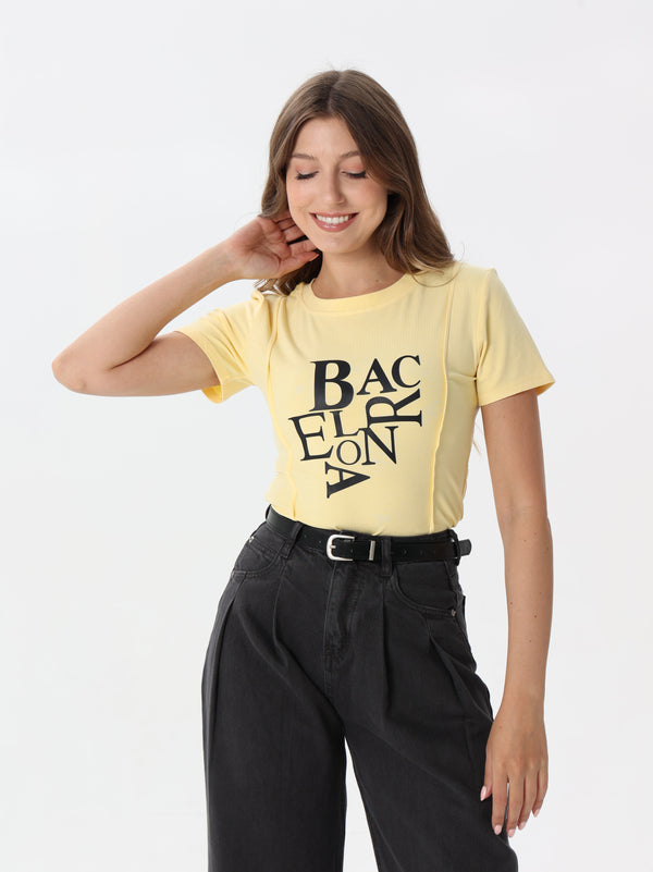 Letter print T-shirt with short sleeves | T-shirt | W DE MODA