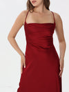 Silk dress with open back and ties at the back