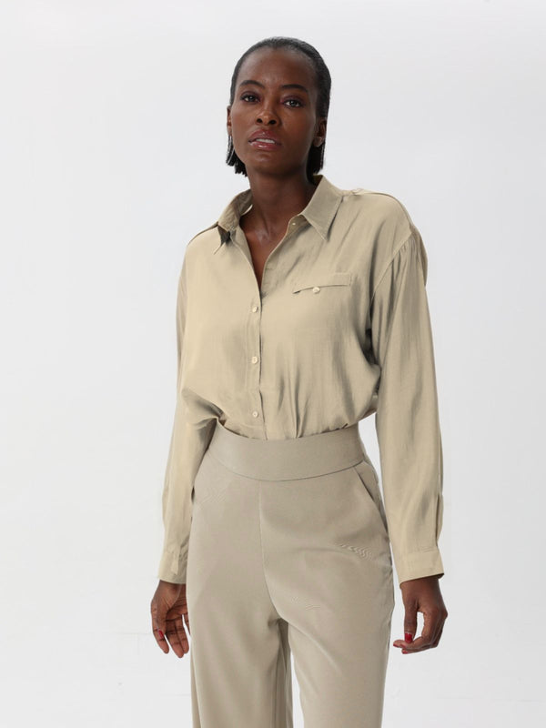 Chiffon formal shirt with button front