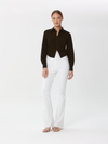 Blouse With Front Zip and Side Ruffles | Blouse | W DE MODA