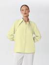 Button-down dress shirt with large V neck