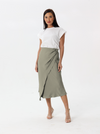 Side-pleated silk skirt with thigh slit | skirt | W DE MODA