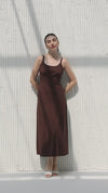 Brown sleeveless dress with hidden pockets