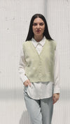 Ribbon Winter Vest Blue color
