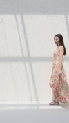 Green summer cloche dress with floral print