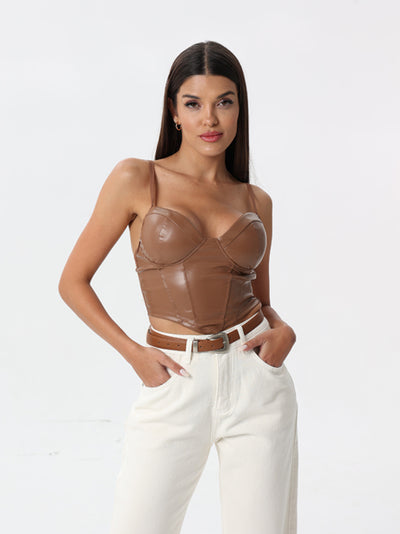 Leather corset | T-shirt | W DE MODA