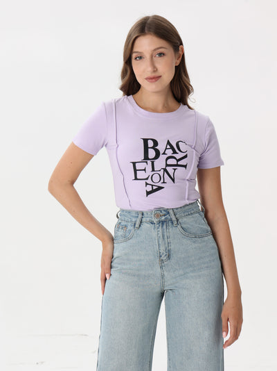 Letter print T-shirt with short sleeves | T-shirt | W DE MODA